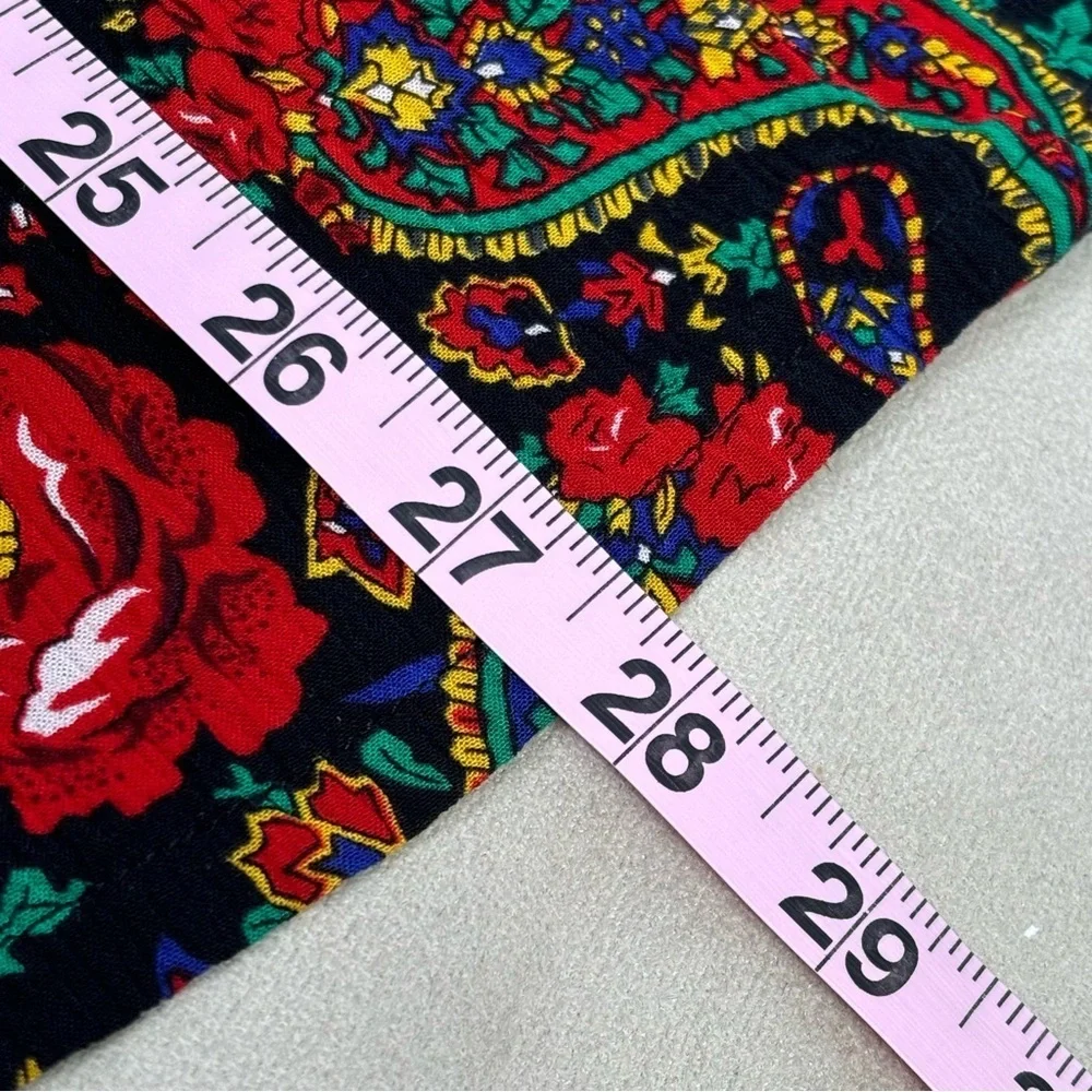 Vintage 1990s Chaus Midi Skirt Elastic Gathered‎ Waist Paisley Print Size Small